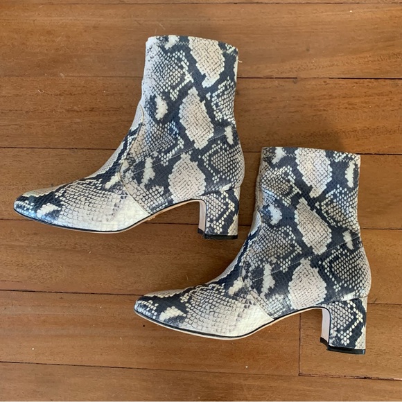 Stuart Weitzman Niki Snake Embossed Sock Booties - Picture 3 of 12